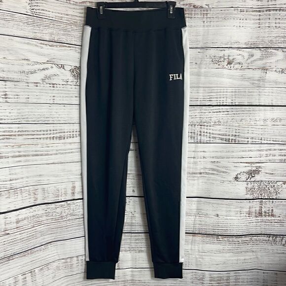 Fila Track Pants Adult Size Large Vintage Jogger Side striped Y2K grunge Black - Picture 1 of 8